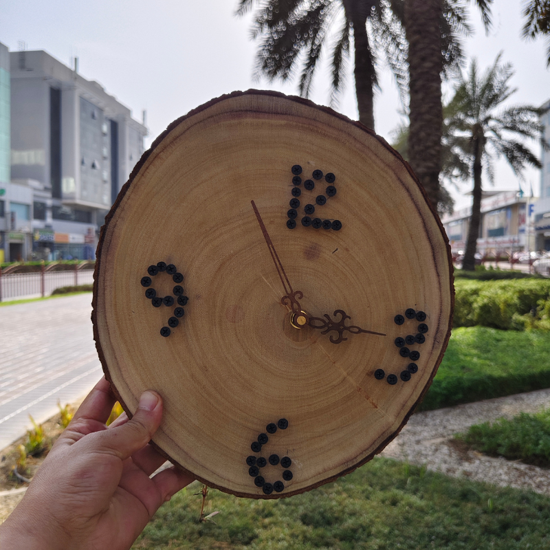 Rustic Handmade  14 Inch Wooden Wall Clock Made in Dubai