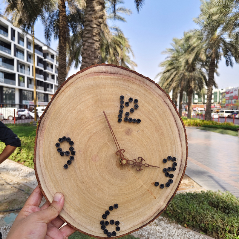 Rustic Handmade  14 Inch Wooden Wall Clock Made in Dubai
