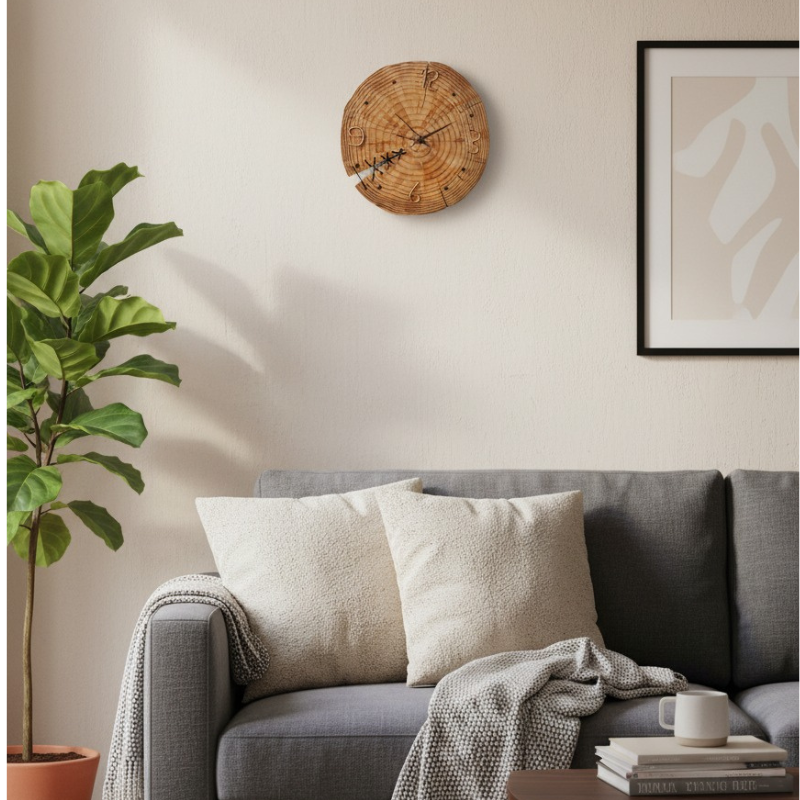 Rustic Handmade Wooden Wall Clock Made in Dubai
