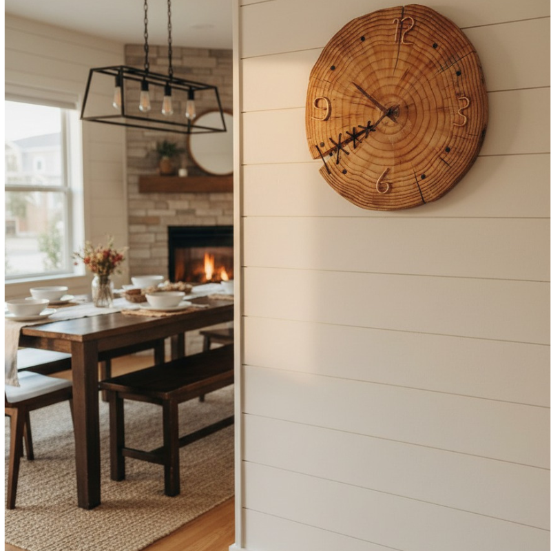 Rustic Handmade Wooden Wall Clock Made in Dubai