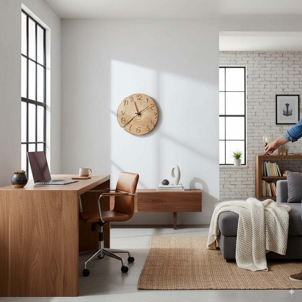 Dried Pine Wooden Wall Clock For Wall Decor