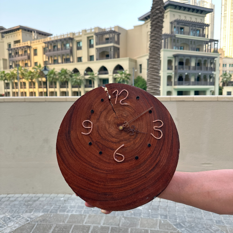Rustic Handmade Hard Wood Wall Clock Made in Dubai
