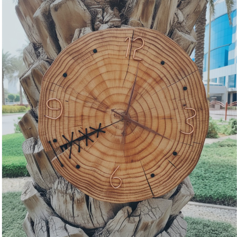 Rustic Handmade Wooden Wall Clock Made in Dubai