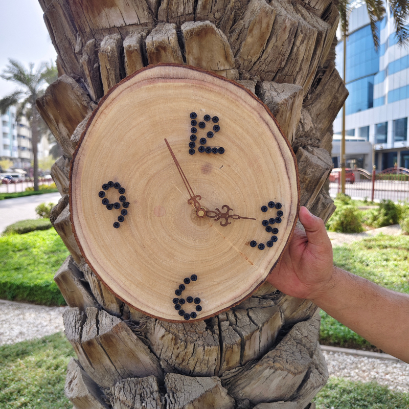 Rustic Handmade  14 Inch Wooden Wall Clock Made in Dubai