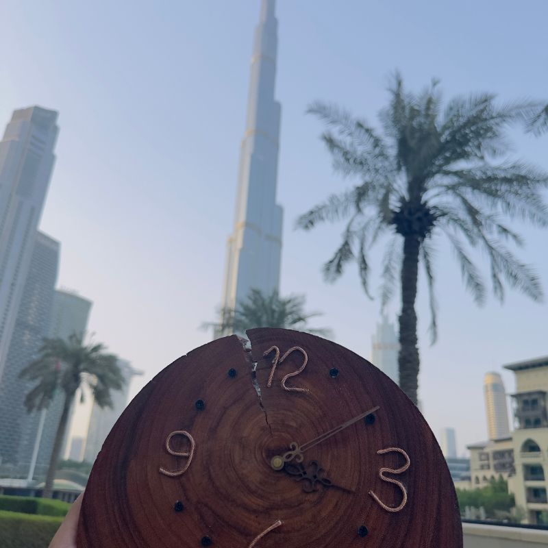 Rustic Handmade Hard Wood Wall Clock Made in Dubai