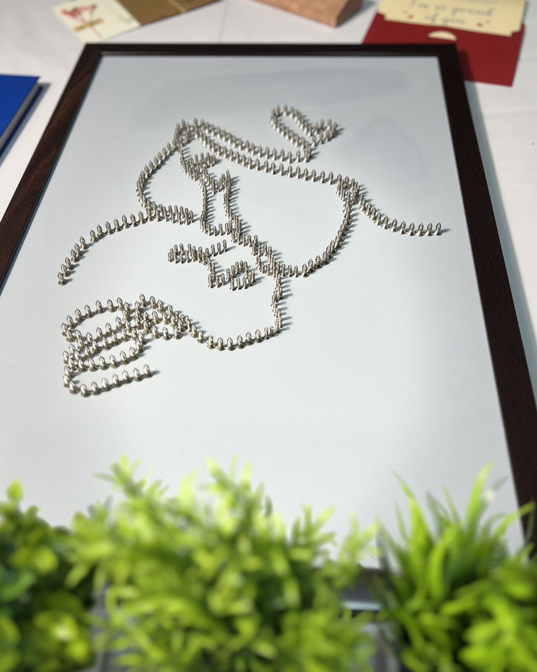 Hand made Screw art, Mother love screw Art For Living Hall Wall 60x40 cm