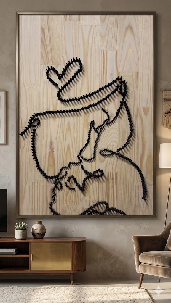 Hand made Screw art on Wood, Mother love screw Art For Living Hall