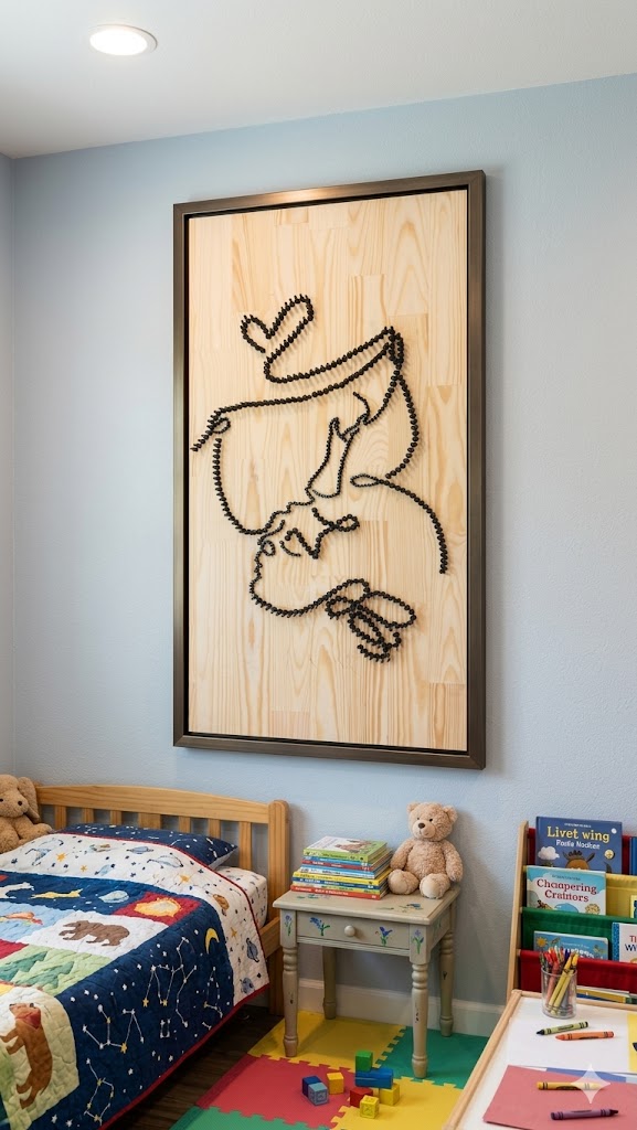 Hand made Screw art on Wood, Mother love screw Art For Living Hall