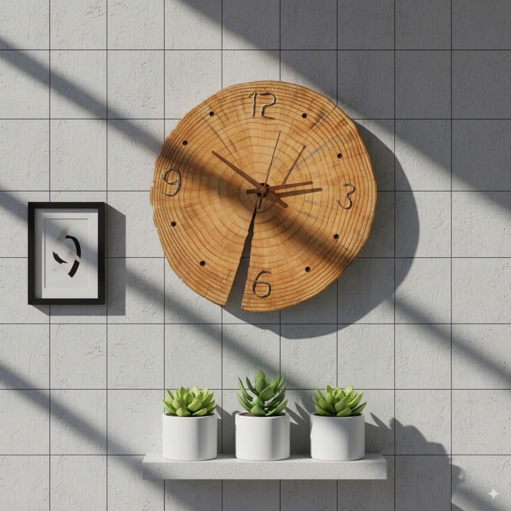 Rustic Handmade Wooden Wall Clock Home Office and Living Area Decor