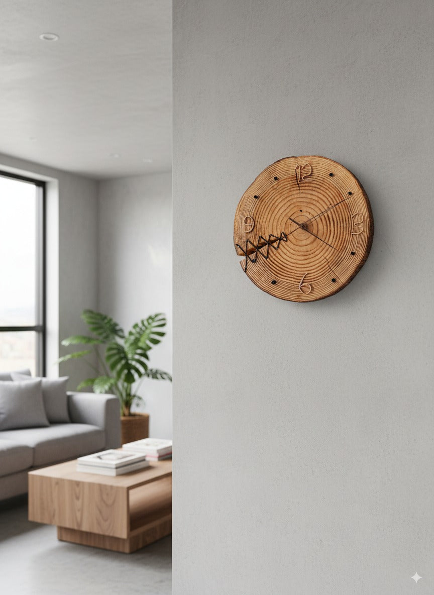 Handmade Wooden Wall Clock 33 cm Width