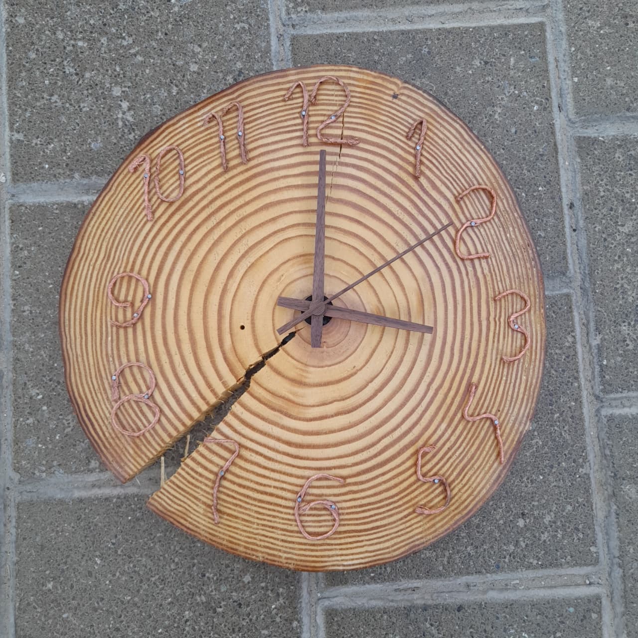 Hand Made Wooden Wall Clock Pure White Pine Wood 33 cm