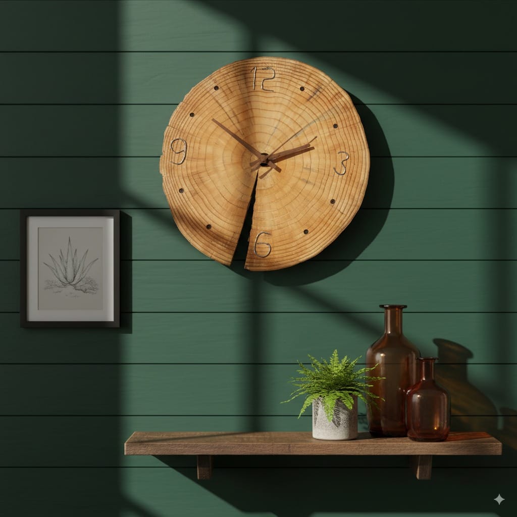 Handmade Wooden Wall Clock 14 Inches width