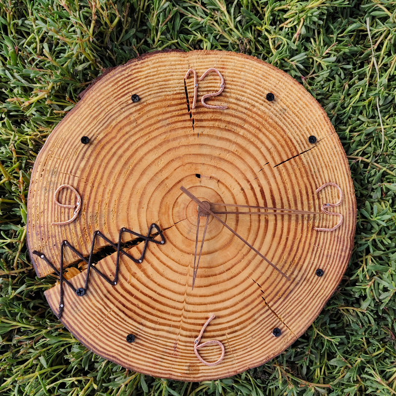Rustic Handmade Wooden Wall Clock  Sun-Dried Natural Wood