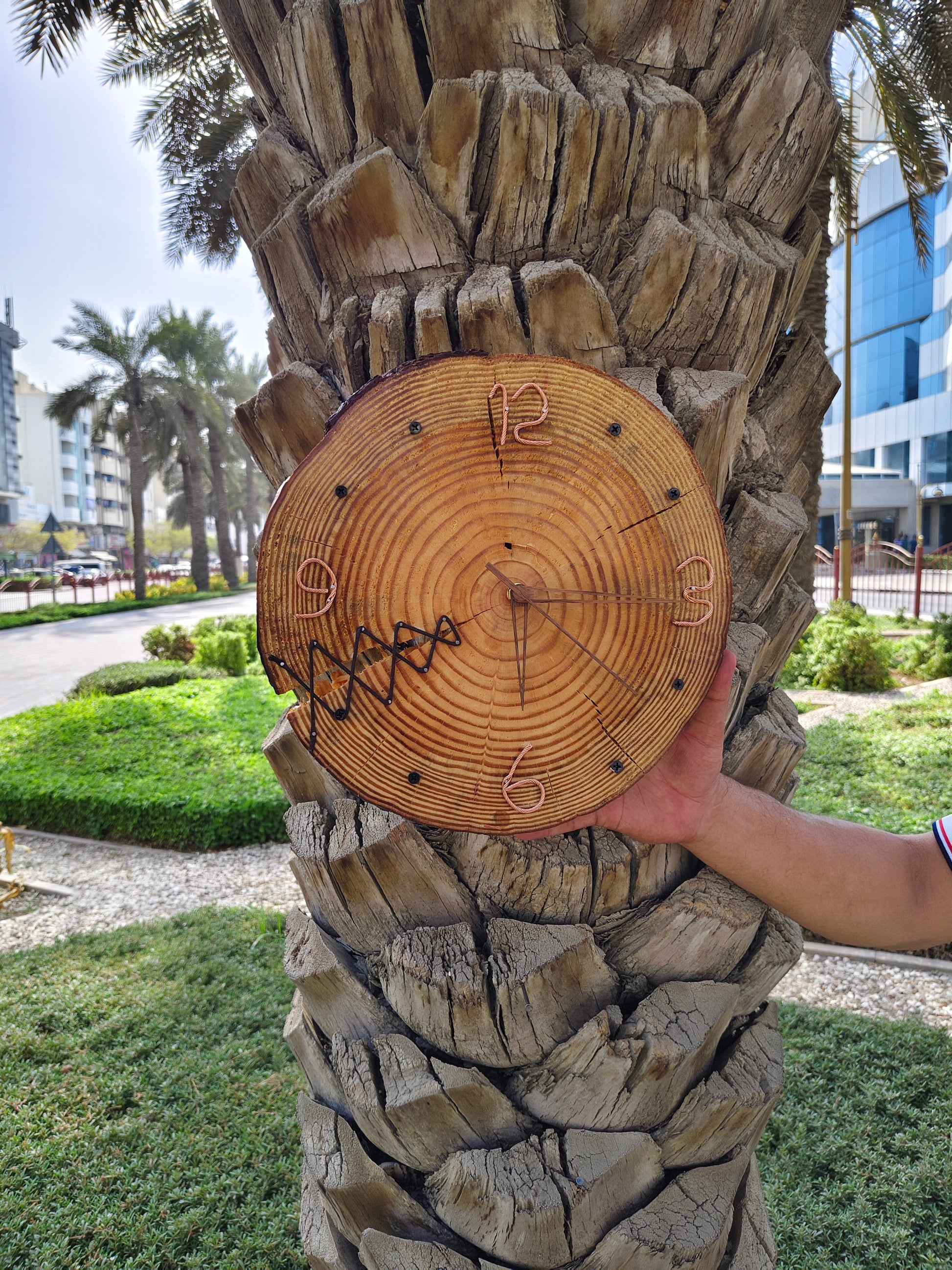 Handmade Wooden Wall Clock 33 cm Width