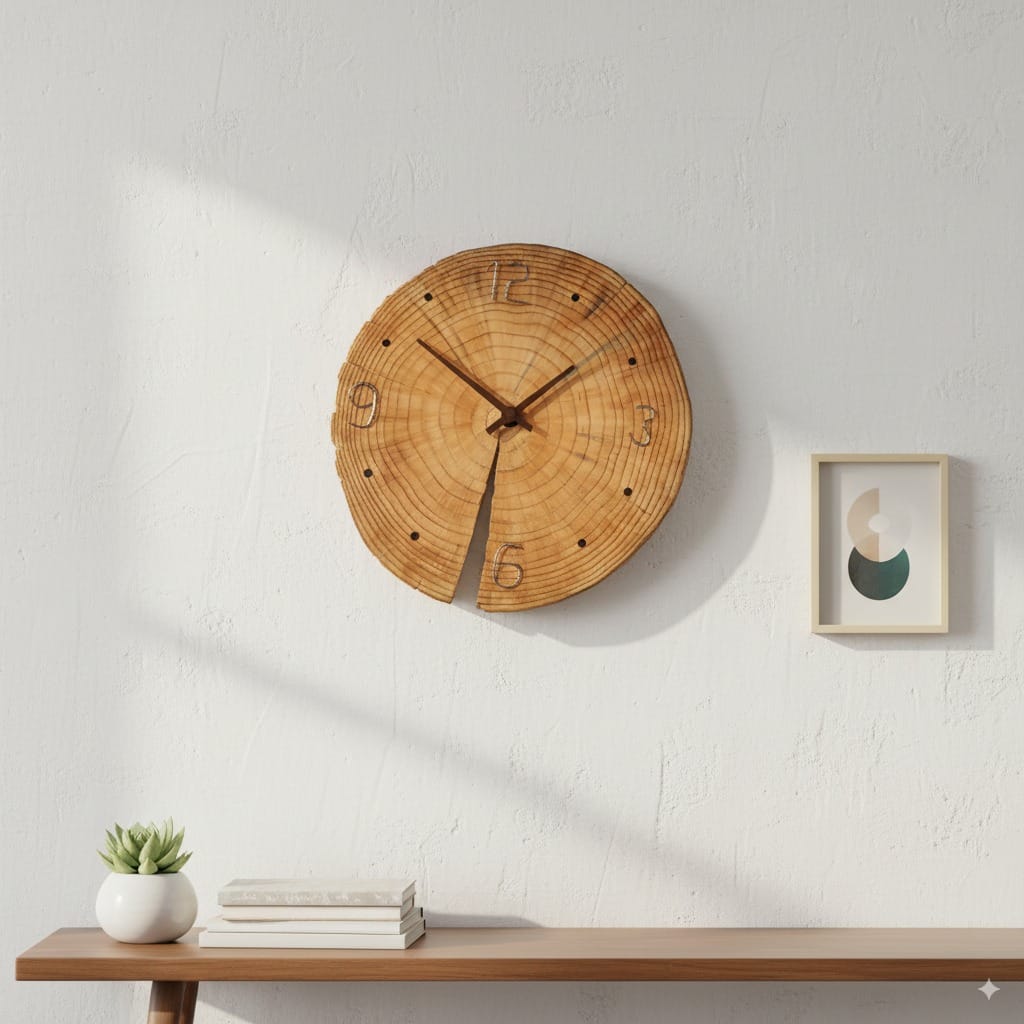 Handmade Wooden Wall Clock 14 Inches width