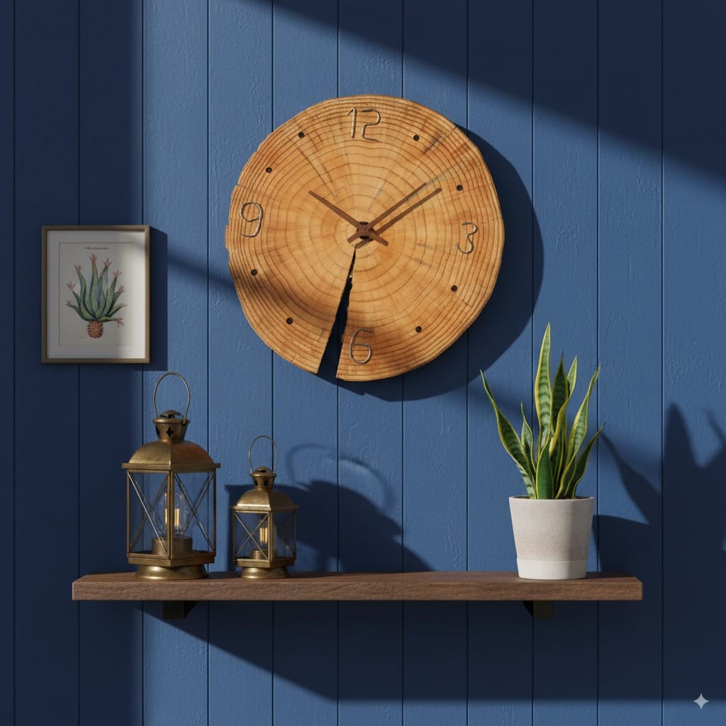 Handmade Wooden Wall Clock 14 Inches width