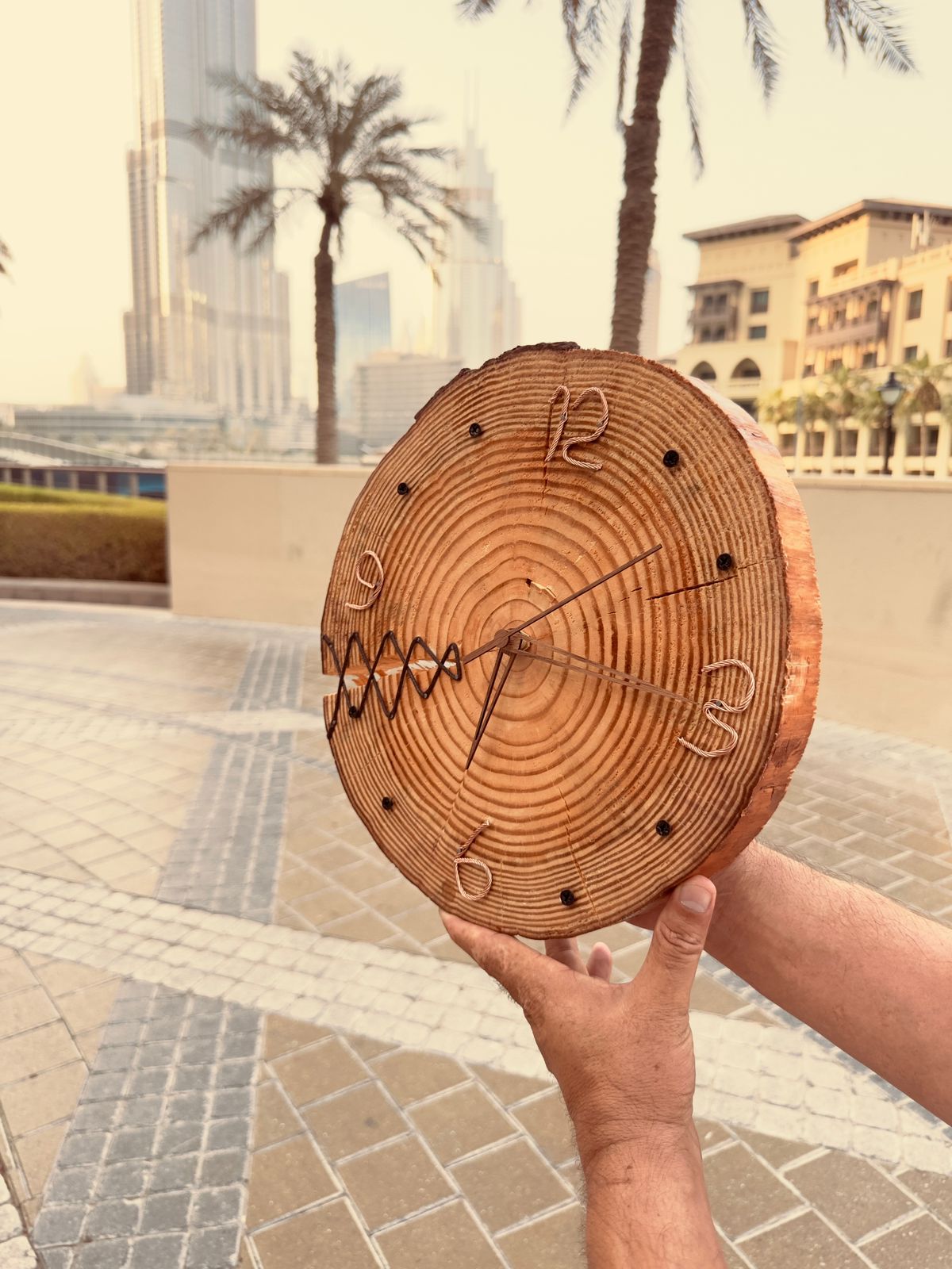 Handmade Wooden Wall Clock 33 cm Width