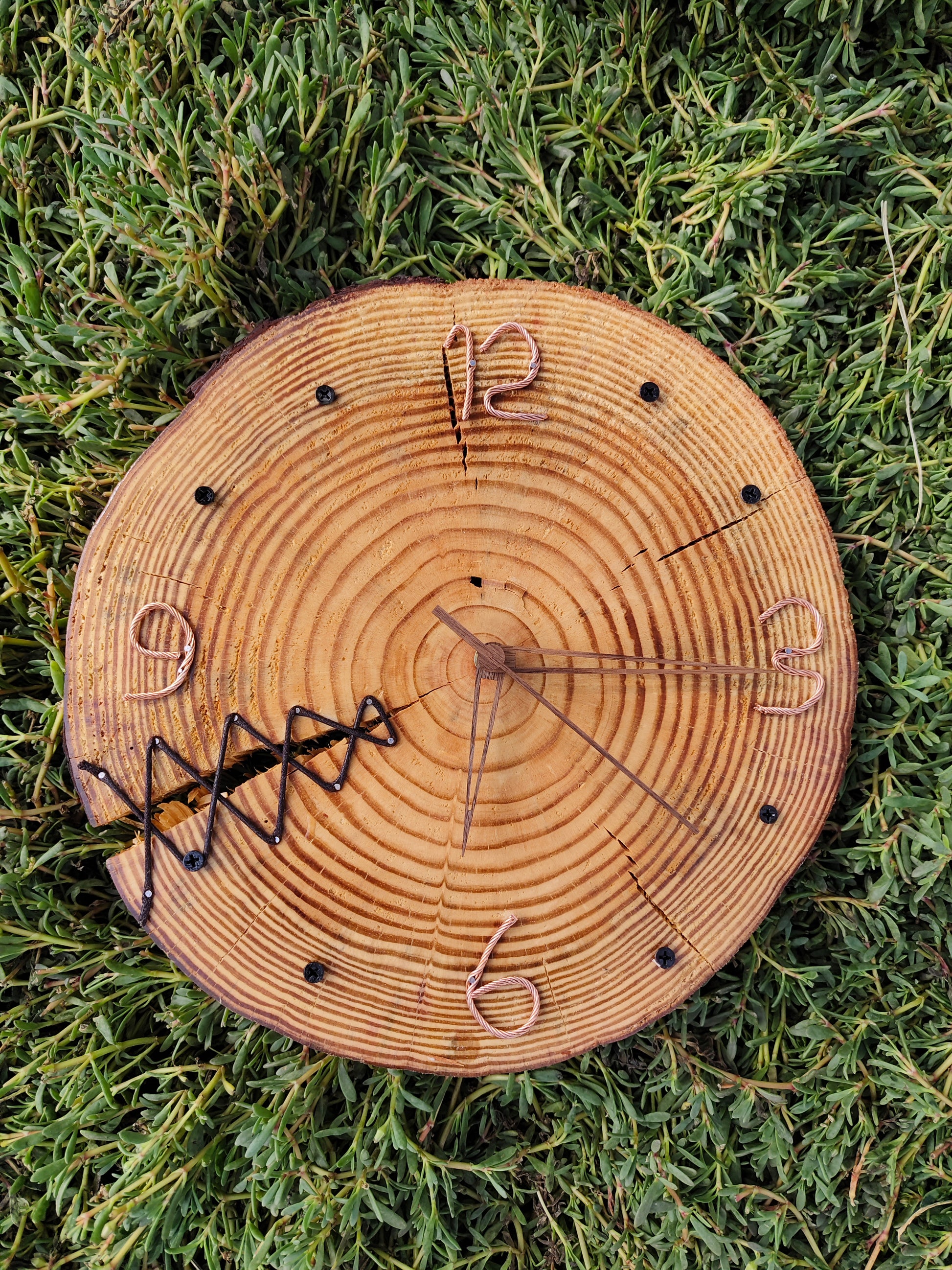 Handmade Wooden Wall Clock 33 cm Width
